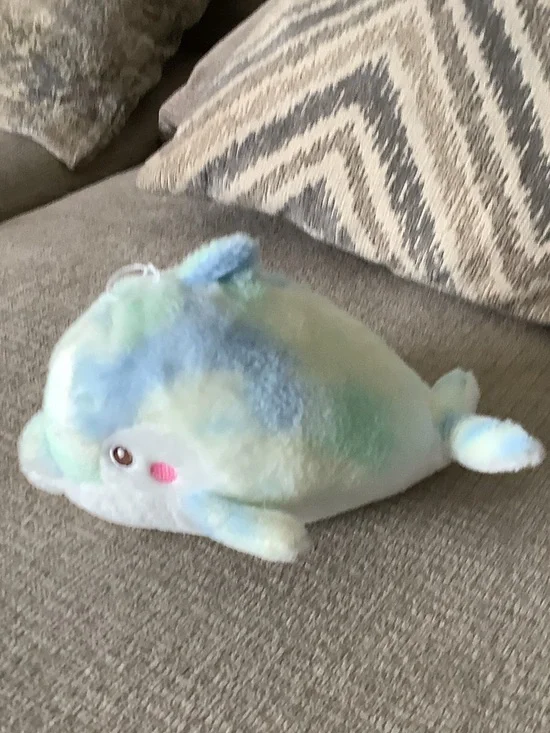 Plush Small Pet Toy - Pastel Multicolor Soft Dolphin - Picture 2 of 4